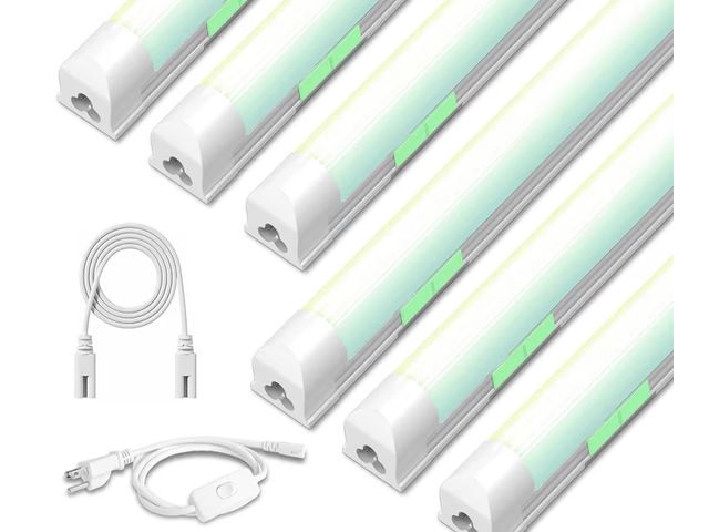 Lot 96-187748 - 6 Pack Dimmable 4FT Led Shop Lights,30W T8 Integrated LED Tube Light,3000-6500K Tunable,3900LM W Fro...