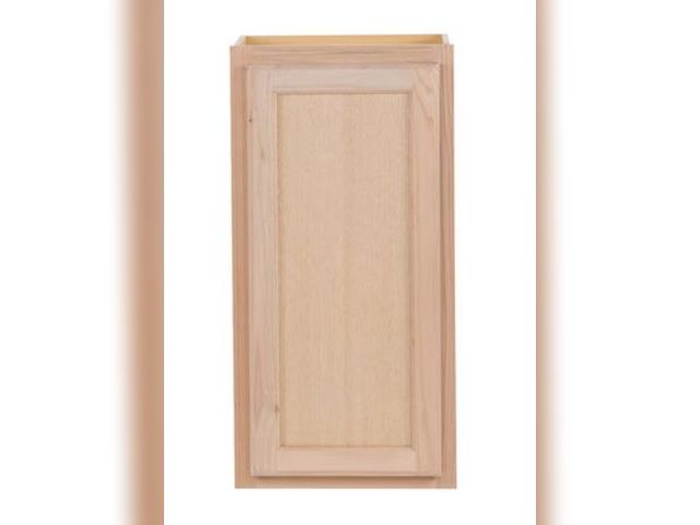 Lot 96-167326 - 12inx 30in Natural Unfinished Oak Wall Fully assembled Cabinet
New, missing screw on top hinge see p...