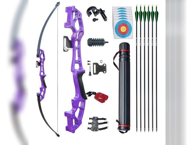 Lot 96-181346 - GOLRESOL 50" Archery Bow and Arrows for Adults Takedown Recurve Bow Right Hand Metal Riser with Arro...