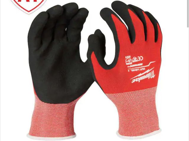 Lot 96-176823 - Milwaukee Medium Red Nitrile Level 1 Cut Resistant Dipped Work Gloves new