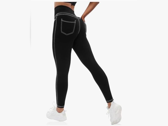 Lot 96-171144 - VOOVEEYA Curvy Womens Leggings, High Waisted Yoga Pants with Back Pockets, Tummy Control - Buttery S...