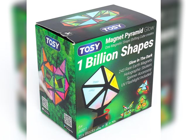Lot 96-190967 - TOSY Magnet Pyramid Glow - 1 Cube Transforms into 1 Billion Shapes, 15 pcs (12 Puzzle pcs &amp; 3 Ac...