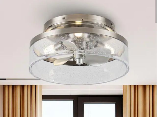 Lot 96-211585 - IHOMEadore

12.6 in. Indoor Stain Nickel Flush Mount Caged Ceiling Fan with Remote Control and DC Mo...