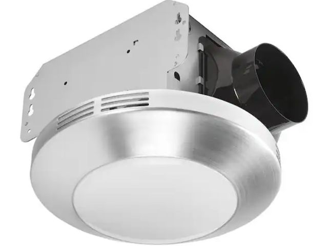 Lot 96-211700 - HOMEWERKS
80 CFM Light &amp; Fit Ceiling Mount Bathroom Exhaust Fan with LED Light and Brushed Nicke...