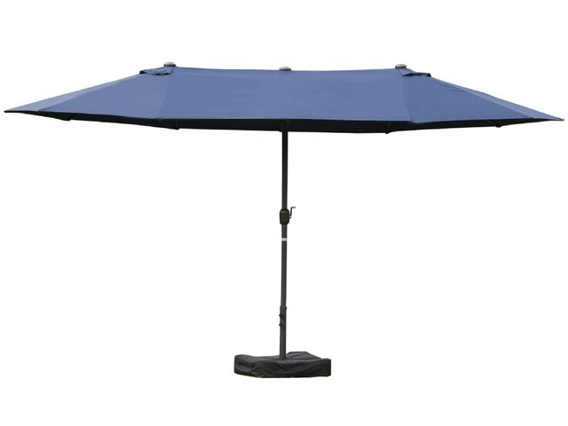 Lot 96-159662 - Outsunny Double-Sided Patio Umbrella, Rust-Resistant Steel, Poolside Shade, Dark Blue MSRP $279.99 N...