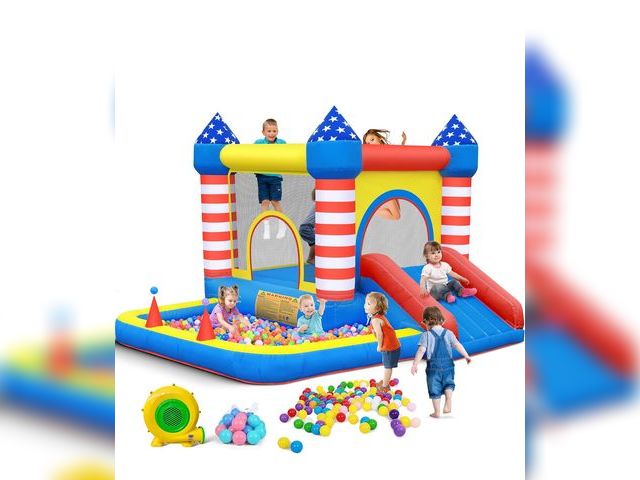 Lot 96-188068 - Culaluva Inflatable Bounce House: Bouncer Bouncy Castle 5 in 1 with Ball Pit &amp; Slide for Kids Ag...