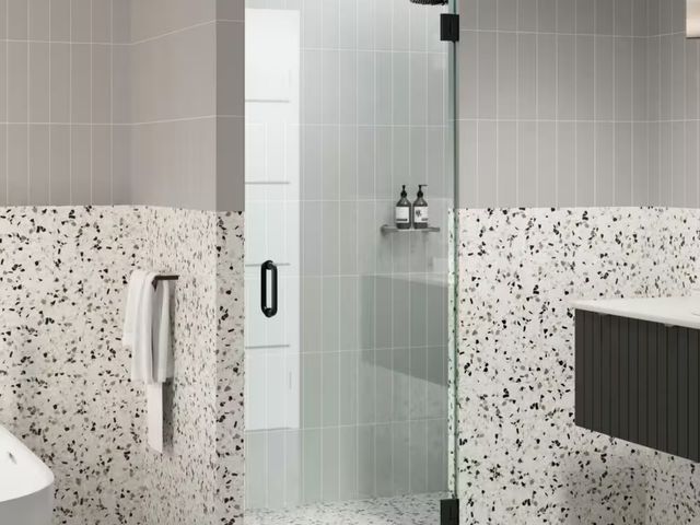 Lot 96-183687 - Glass Warehouse
29 in. W x 78 in. H Pivot/Hinged Frameless Shower Door in Matte Black - Door Only - ...