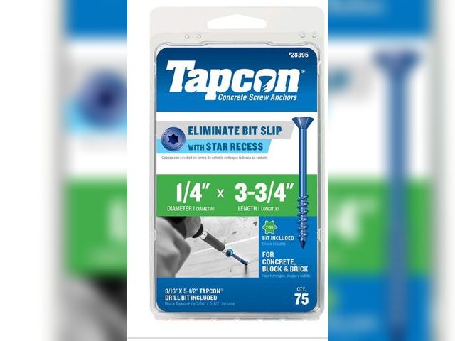 Lot 96-173968 - Tapcon 1/4 in. x 3-3/4 in. Star Flat-Head Concrete Anchors

Does not have 75