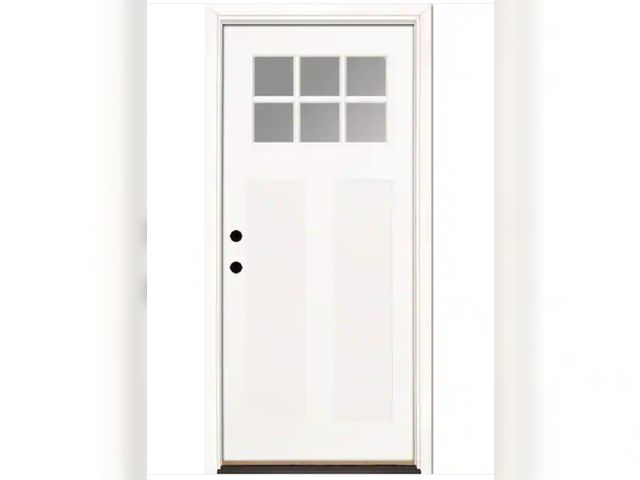 Lot 96-173446 - Feather River Doors
36 in. x 80 in. 6 Lite Clear Craftsman Unfinished Smooth Right-Hand Inswing Fibe...