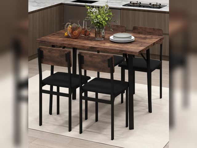 Lot 96-226997 - Costway 5-Piece Industrial Dining Table Set w/ 4 PU Leather Chairs for 4
Open Box 
Appears Unused 
M...