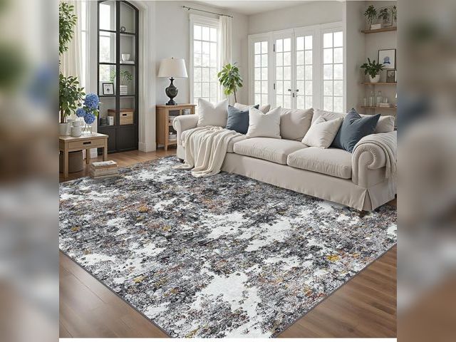 Lot 96-211756 - 8x10 Area Rug for Living Room Bedroom: Large Washable Rug with Anti-Slip Backing Non-Shedding Stain-...