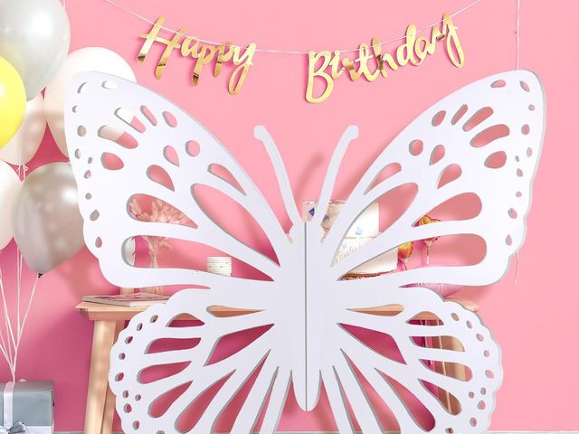 Lot 96-176883 - Large Wooden Butterfly Decor 24 x 28 Inches Standing Wood Decoupage Carved Craft for Weddings Baby S...