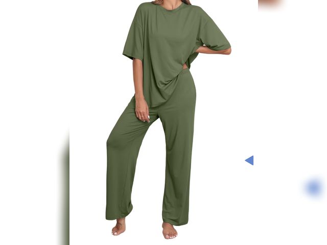 Lot 96-230528 - MINTREUS Large Lounge Set for Women Knit Short Sleeve Top and Long Pants Soft Comfy Pajama Set Overs...
