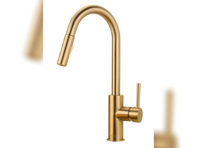 Lot 96-176273 - FORIOUS Gold Kitchen Faucet with Pull Down Sprayer, Brushed Brass High Arc Gooseneck Modern Sink Fau...