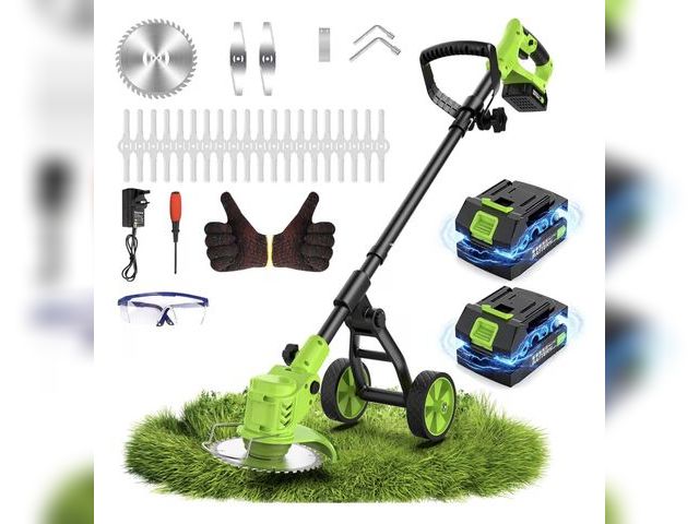 Lot 96-230763 - 4-in-1 Cordless Weed Wacker with Wheel, 4000mAh Battery Powered Weed Eater,Lawn Edger Weed Trimmer B...