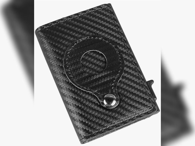 Lot 96-233157 - Business Name Card Holder, Men Leather Wallet, Carbon Fiber Business Card Holder with Money Clip, fo...