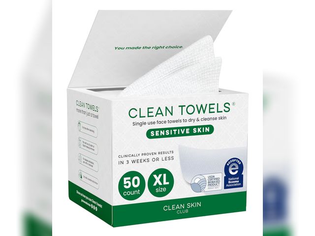 Lot 96-200898 - Clean Skin Club Clean Towels® XL Sensitive Skin | Ultra-Soft Disposable Face Towels Infused with Alo...