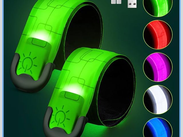 Lot 96-181677 - Rechargeable LED Armband 2-Pack, High Visibility Reflective Running Gear for Night Safety, 5 Colors ...