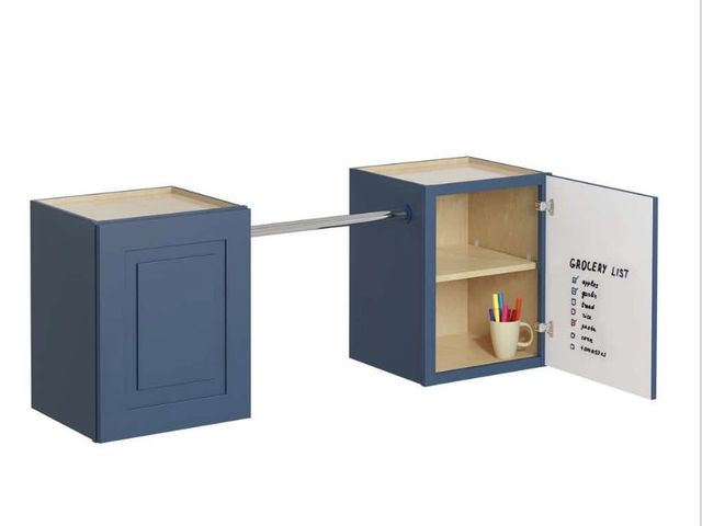 Lot 96-227717 - MILL'S PRIDE Greenwich Valencia Blue 23 in. H × 58 in. W x 12 in. D Plywood Laundry Room Wall Cabine...