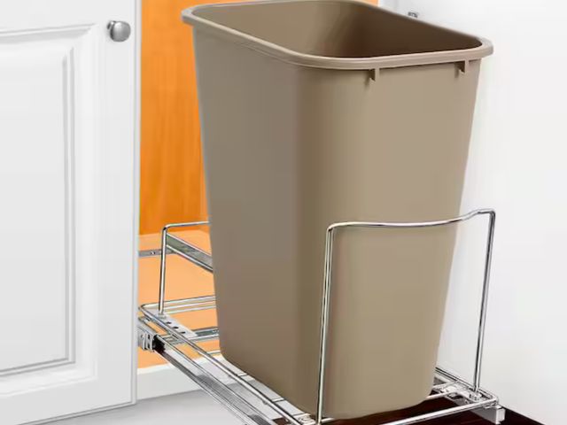 Lot 96-162933 - LYNK PROFESSIONAL Pull Out Trash Can Under Cabinet Slide Out Organizer Slide Out Adjustable Shelf fo...