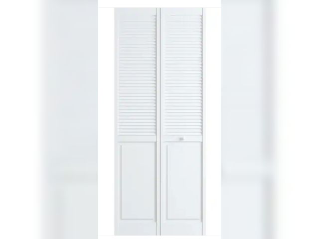 Lot 96-226167 - Veranda
36 in. x 80 in. Louver/Panel Solid Core White Wood Interior Closet Bi-fold Door
New 
Msrp $1...