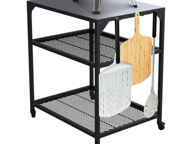 Lot 96-175121 - ooni Medium Modular Outdoor Table - 31x22x35 Inch Stainless Steel Pizza Oven Stand, Barbecue Cart, O...