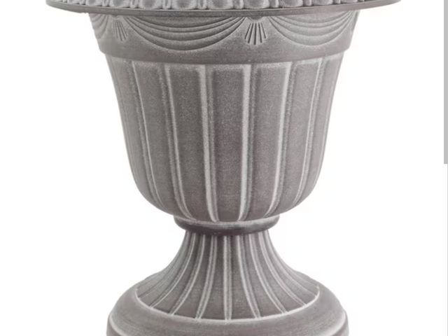 Lot 96-163405 - Arcadia Garden Products Traditional 10 in. x 12 in. Whitewash Plastic Urn New