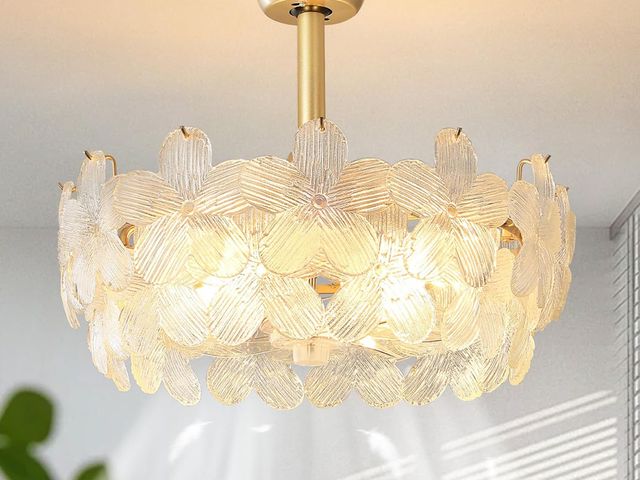 Lot 96-188962 - 20'' Fandelier Ceiling Fans with Lights, Gold Caged Ceiling Fan with Remote Low Profile, 6 Speed and...