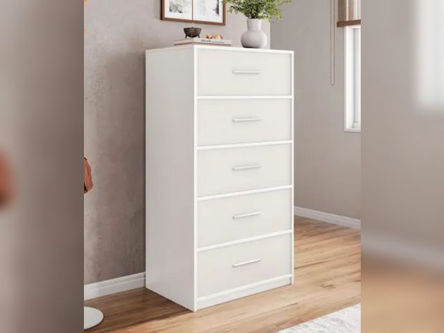 Lot 96-189060 - Techni Home White 5 Drawer 22.5 in. Wide Dresser New $117