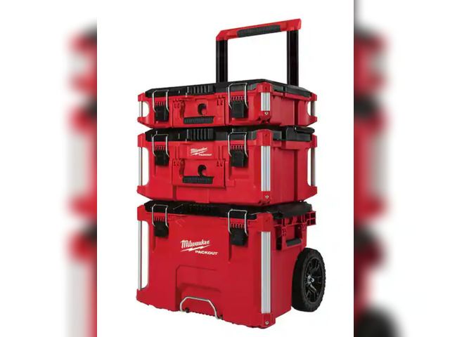 Lot 96-173827 - Milwaukee
PACKOUT 22 in. Rolling Modular Tool Box LP Handle, 22 in. Large Tool Box and 22 in. Medium...