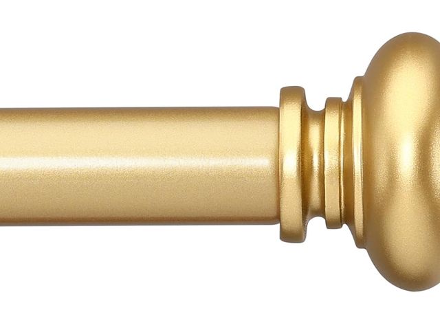 Lot 96-170379 - Gold Curtain Rods for Windows 48 to 84 Inches Adjustable Decorative 1 Inch Diameter Single Window Cu...