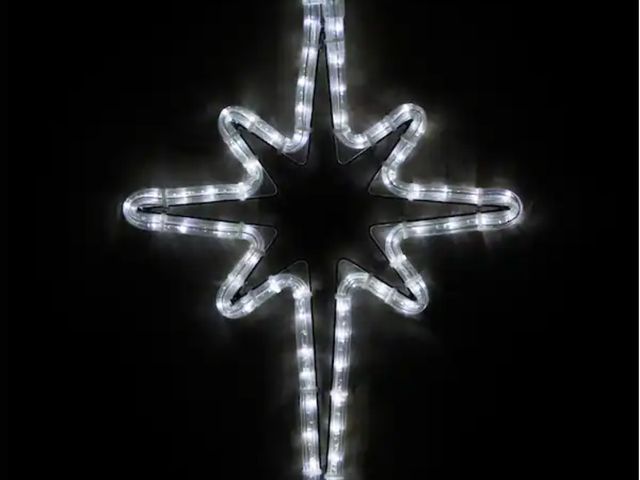 Lot 96-192393 - 18 in. 65-Light LED Cool White Hanging Bethlehem Star Lightly used untested