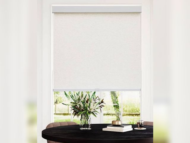 Lot 96-170145 - Persilux Free-Stop Cordless Roller Shades for Windows (Cream 23"W x 72"H) Natural Woven Fabric Light...