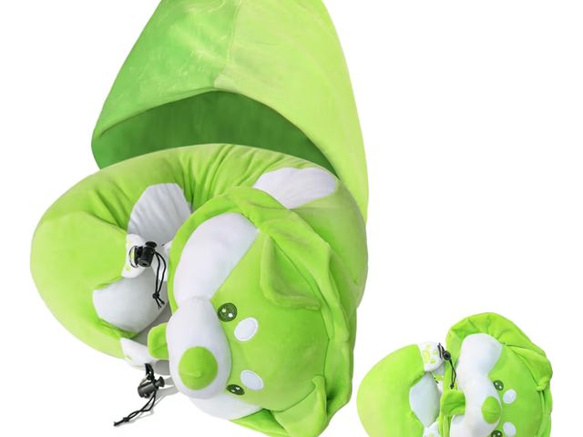 Lot 96-194166 - Corgi Convertible Travel Pillow - Stuffable Neck Support &amp; Hidden Hood Cap, Ultra-Soft Portable ...