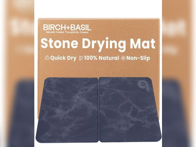 Lot 96-193793 - Birch Basil Stone Rrying Mat for Kitchen Counter – Foldable Diatomaceous Earth Mat, Quick Drying Col...