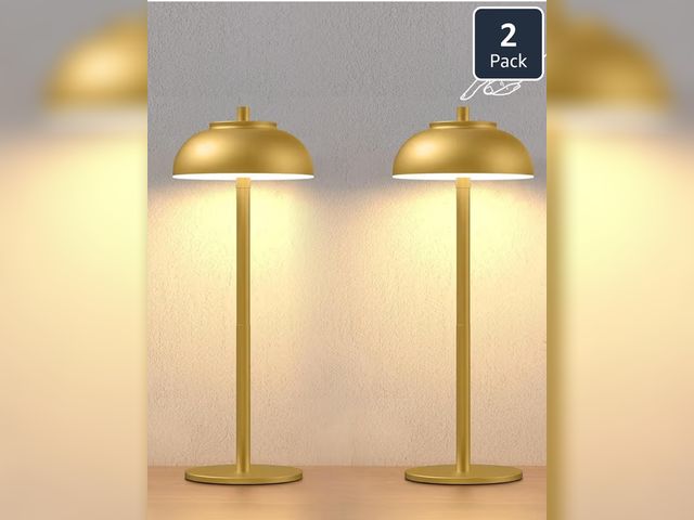 Lot 96-191209 - 2 Pack Gold Led Cordless Table Lamps Rechargeable,Cordless Touch Lamp Battery Operated-Waterproof-fo...