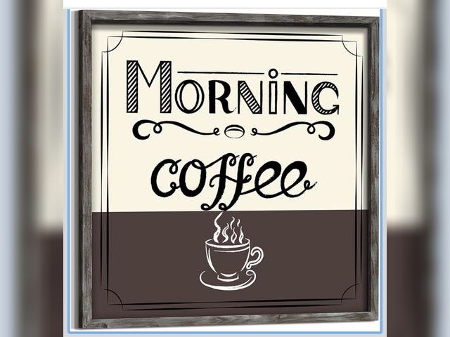 Lot 96-195263 - Coffee Bar Wall Art Decor: Kitchen Farmhouse Wood Framed Picture Morning Coffee Sign Artwork Rustic ...