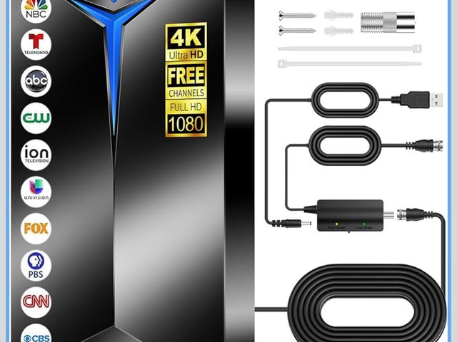 Lot 96-191166 - 2026 Upgraded TV Antenna with Inline Amplifier, 2200+ Miles Long Range for Local Channels, Indoor Ou...