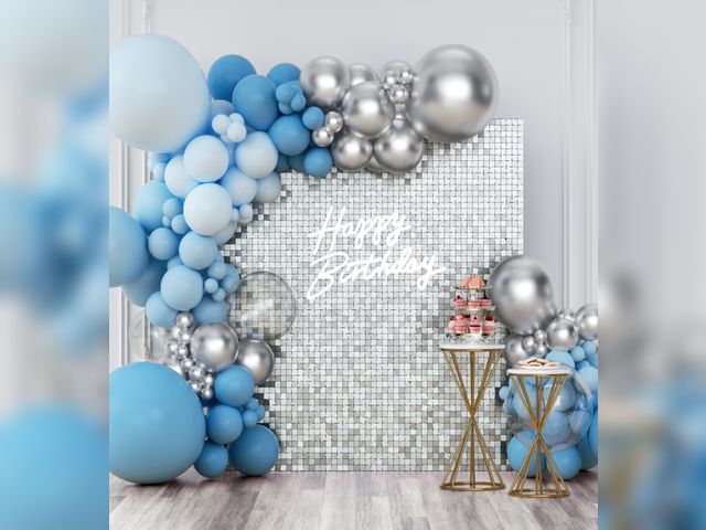 Lot 96-181016 - Shimmer Wall Backdrop Silver Square Sequin Wall Panel Backdrop Decor for Wedding, Anniversary, Birth...