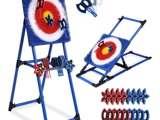 Lot 96-172475 - Axe Throwing Game for Backyard - 8 Throwing Axes Set - Deluxe Foldable Plastic Axe Throwing Target G...