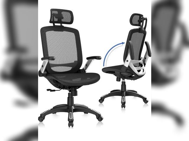 Lot 96-180676 - GABRYLLY Ergonomic Office Chair, High Back Home Desk Chair with Headrest, Flip-Up Arms, 90-120° Tilt...