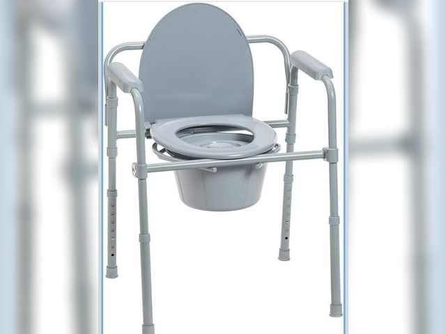 Lot 96-179488 - Folding Steel Bedside Commode Chair, Portable Toilet, Supports Individuals Weighing Up To 350 Lbs, w...