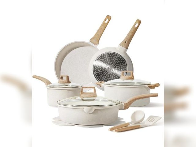Lot 96-211777 - CAROTE 14 Pcs Pots and Pans Set Nonstick,Cookware Set Kitchen Cooking Set with Utensil and Pan Prote...