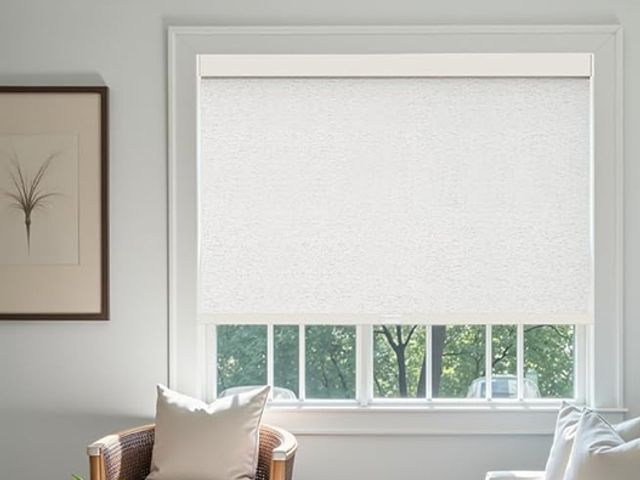 Lot 96-212215 - AOSKY Linen Roller Blinds Shades for Indoor Windows Pull Down Cordless Blackout Black Out Window Sha...