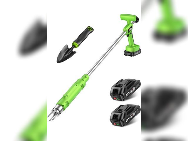 Lot 96-163960 - Electric Weed Puller Tool: 21V Battery Powered w/ 2pcs 2000mAh, Heavy Duty 3-Claw Steel Root Weeder ...