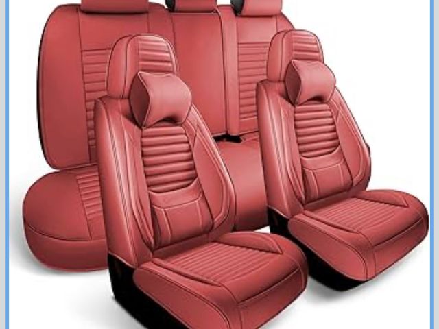 Lot 96-187888 - Complete Car Seat Cover, Faux Leather Seat Covers, Front and Rear 5 Seats with Headrest Pillows, Air...