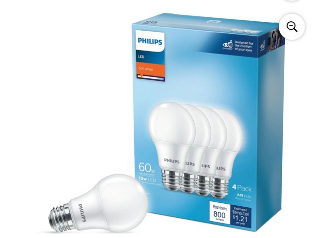 Lot 96-179441 - Philips LED 60-Watt A19 General Purpose Household Light Bulb, Frosted Soft White, Non-Dimmable, E26 ...