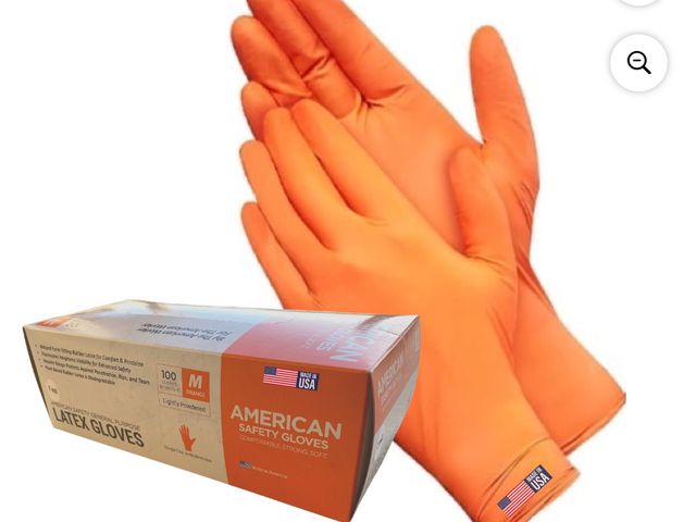 Lot 96-164490 - American Safety Glove Disposable Latex Low Protein Natural Rubber Non-Allergy 7 MIL 100CT Orange Med...