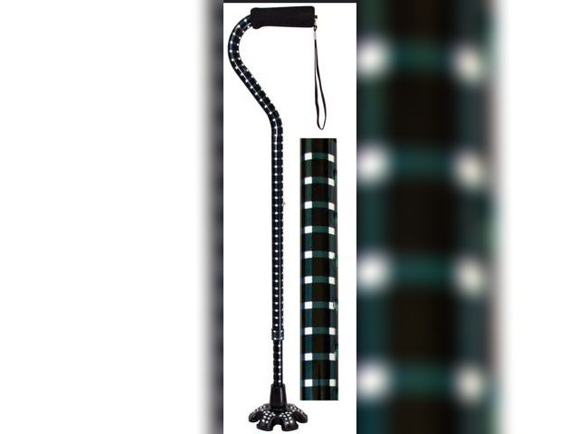 Lot 96-180877 - Essential Medical Ladies Offset Handle Matching Self Standing Tip Houndstooth Print Walking Cane
New