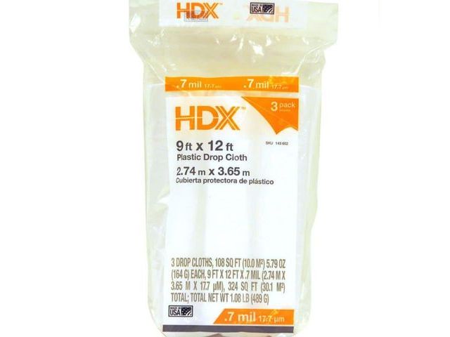 Lot 96-163704 - HDX 9 ft. x 12 ft. Clear Plastic Drop Cloths (3-Pack)
New